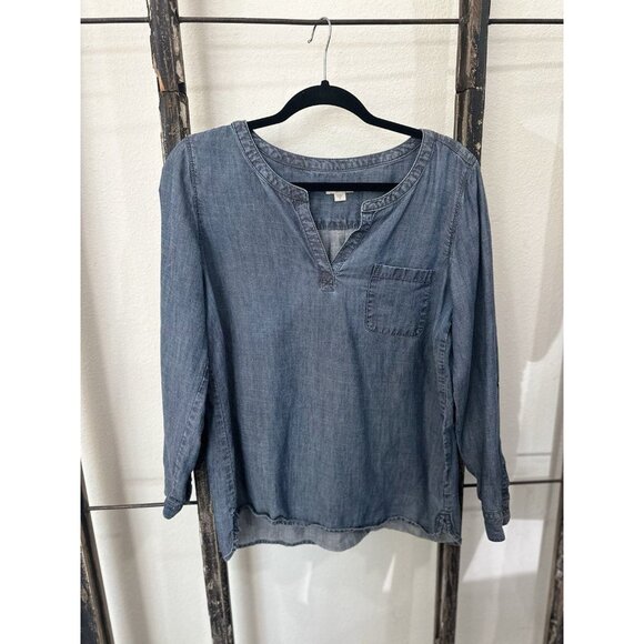 J. Jill Tops - J Jill Blue Chambray Denim Style Long Sleeve Tunic shirt Size Small Casual